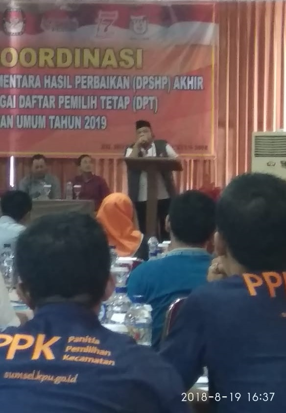 Ketua Bawaslu Kab. OKU menghadiri Pembukaan Rapat Koordinasi Rekapitulasi Daftar Pemilih Sementara Hasil Perbaikan (DPSHP)