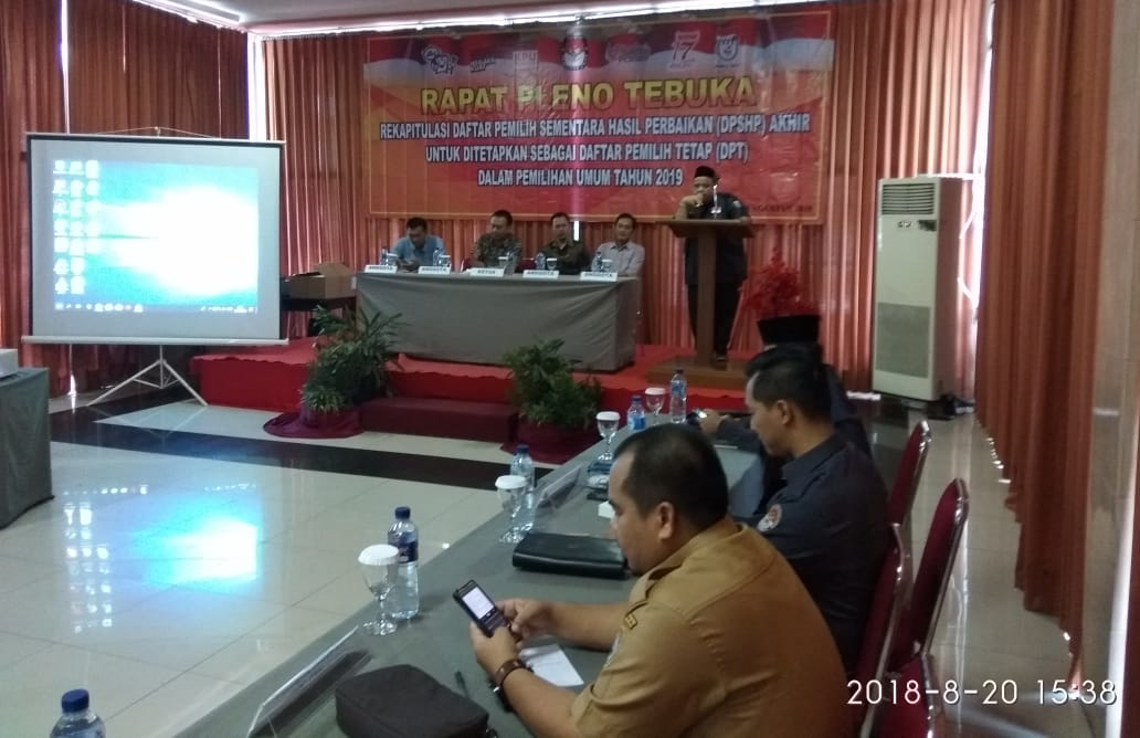 Ketua Bawaslu Kab. OKU menghadiri Rapat Pleno Terbuka Rekapitulasi Daftar Pemilih Sementara Hasil Perbaikan dan Penetapan Daftar Pemilih Tetap 