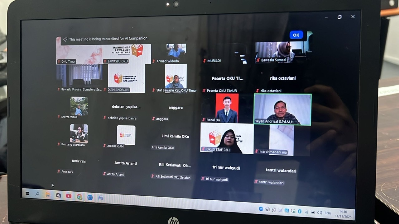 Photo Zoom Meeting Pendidikan Pengawasan Partisipatif Zona 1